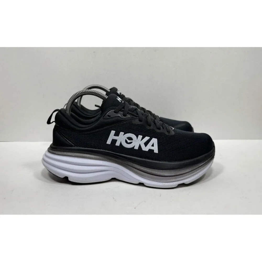 Hoka One One Black and White Athletic Shoes - Picture 1 of 8